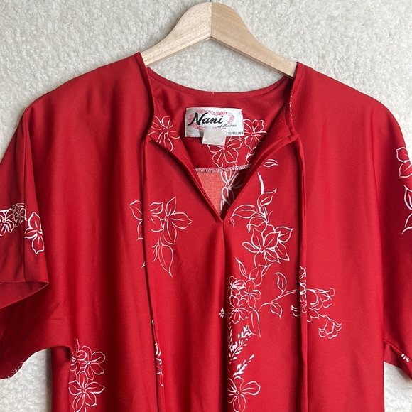 Vintage Retro Nani of Hawaii Womens Shirt Top Floral Tori Richards Red S SMALL - Picture 2 of 6